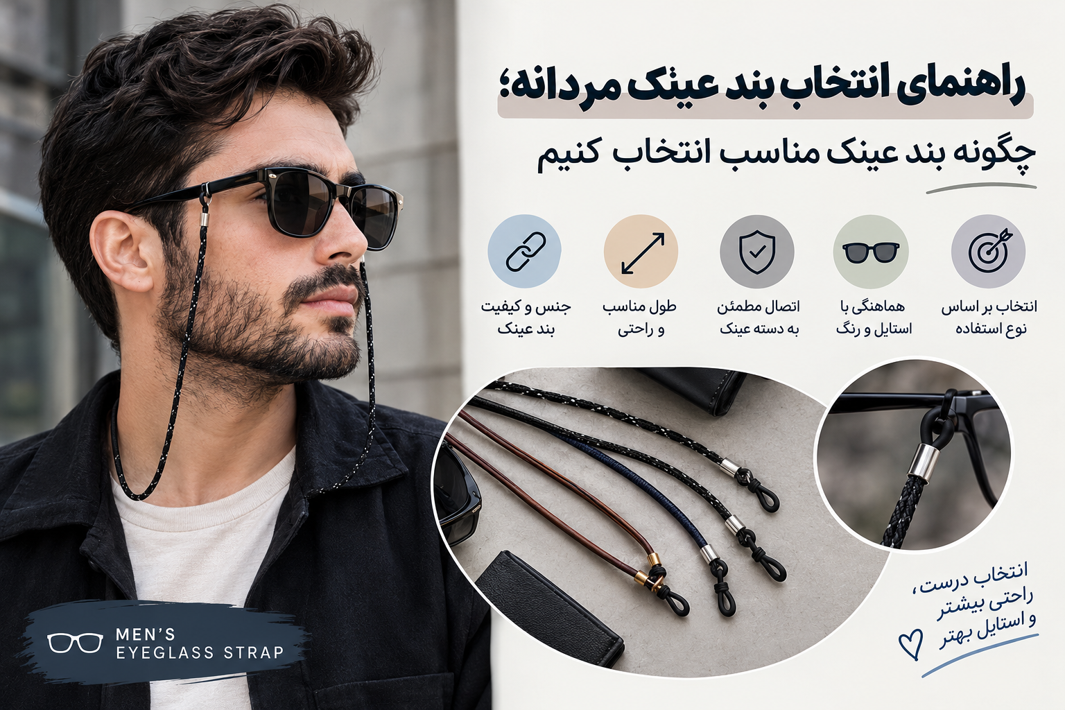 راهنمای انتخاب بند عینک مردانه؛ چگونه بند عینک مناسب انتخاب کنیم